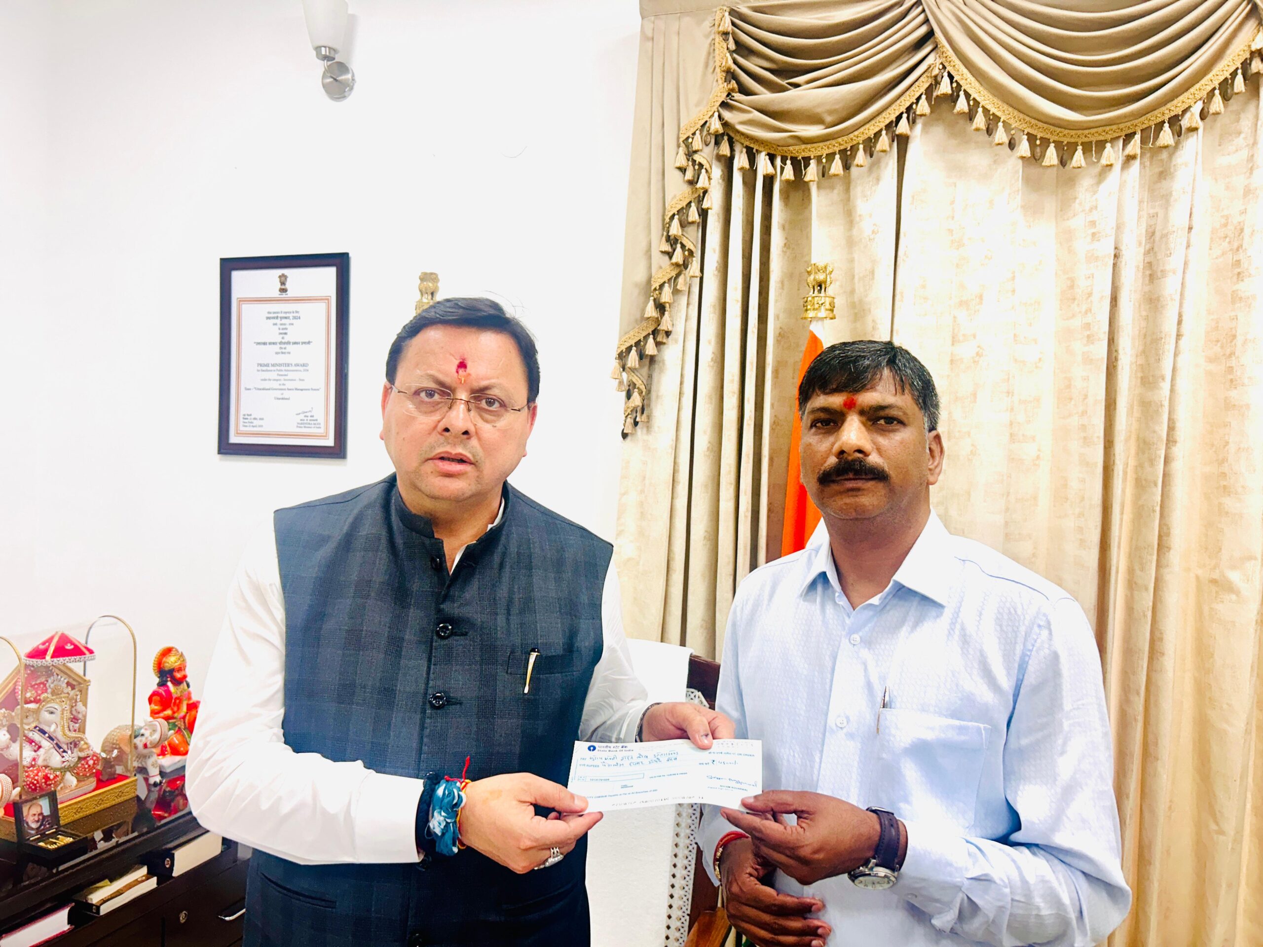 राज्यमंत्री श्याम अग्रवाल ने उत्तरकाशी आपदा राहत कोष में दिया एक माह का वेतन